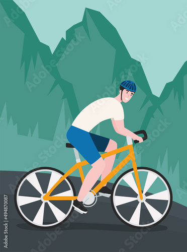 male cyclist in landscape