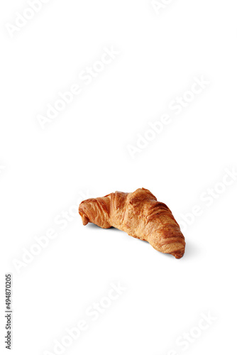 Plain croissant isolated on the white background.