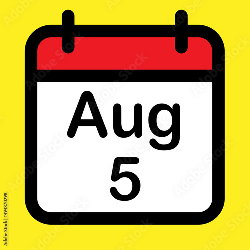 Calendar icon fifth August