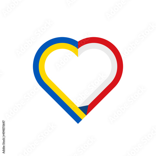 unity concept. heart ribbon icon with ukraine and czech republic flags. vector illustration isolated on white background