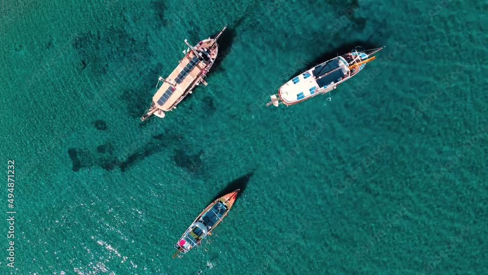 Aerial 4k Touristic Boats in the sea in North Cyprus Aerial 4k Touristic Boats in the sea in North Cyprus
