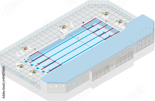 Olympic Size Swimming Pool Isometric Illustration