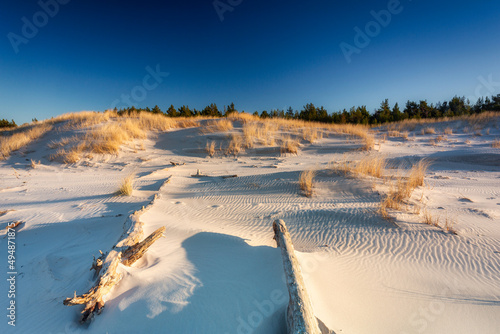 Fototapeta Naklejka Na Ścianę i Meble -  Beautiful scenery of the Baltic Sea beach in Leba. Poland