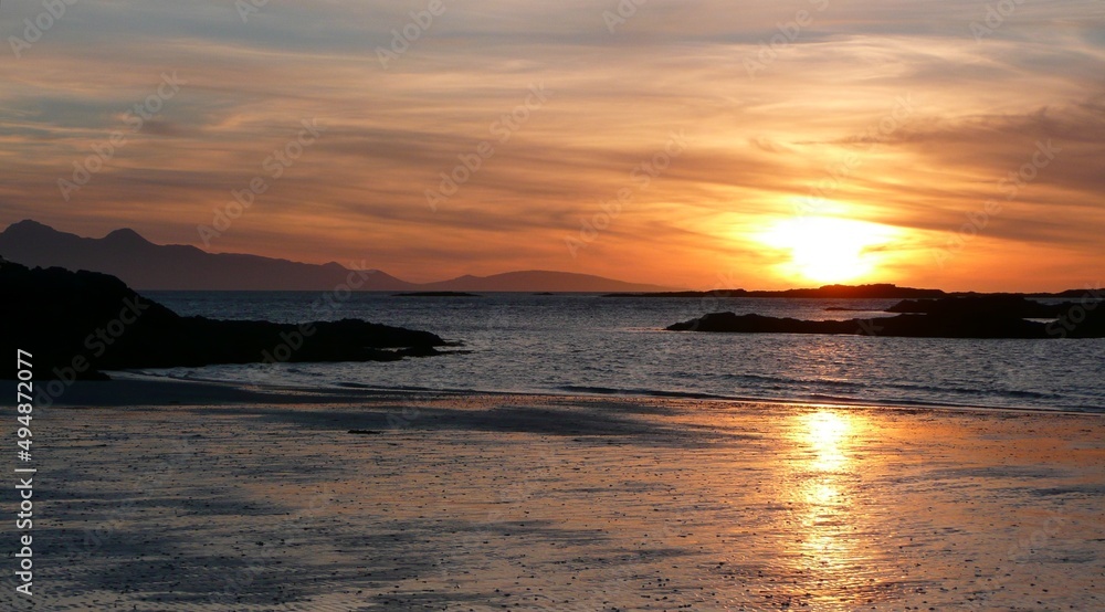 Traigh Beach at sunset, Arisaig, Inverness-shire, Scotland