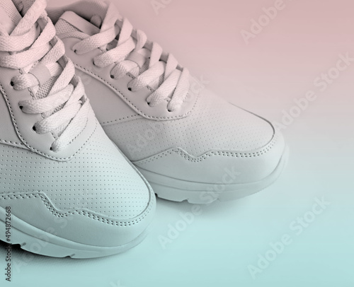 Sport trainers for jogging on white background closeup © Mikhail