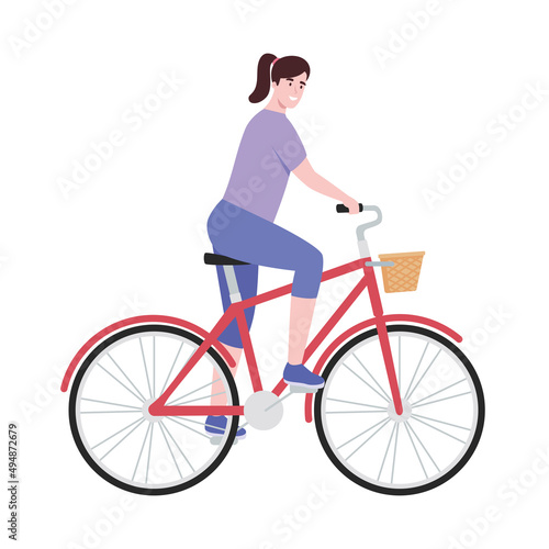girl in red bicycle