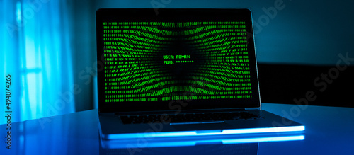 Canvas Print Laptop with green numbers on display