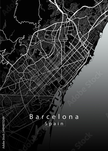 Obraz na płótnie Barcelona Spain City Map