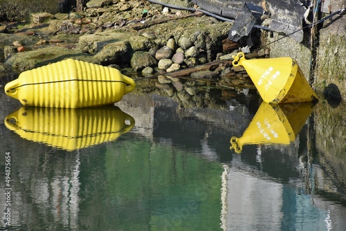 Boe gialle per ormeggiare imbarcazioni photo