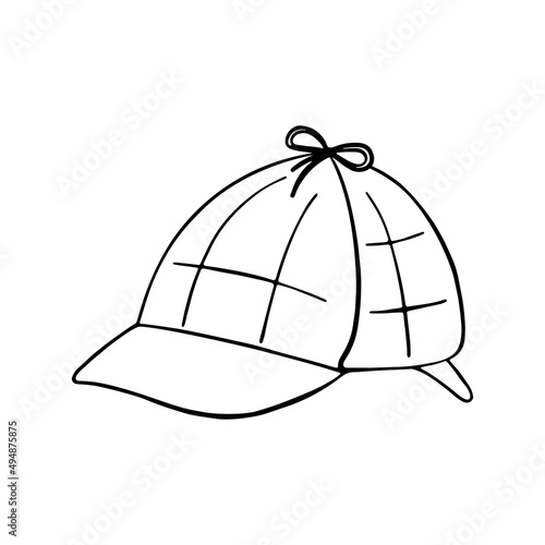 vector doodle hat of Sherlock Holmes, accessory, headdress of an English detective