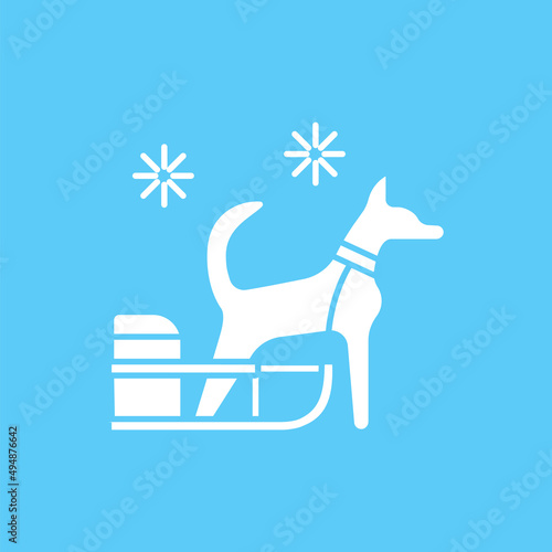  Dog sledding glyph icon. Husky sled rides. Extreme sport. Winter vacation concept. Filled flat sign. Isolated silhouette vector illustration