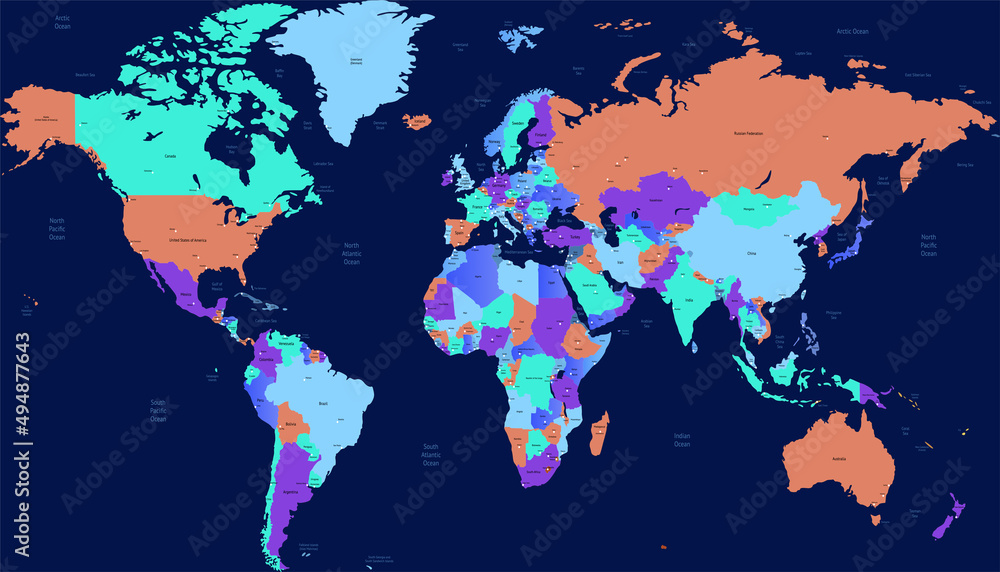 Fototapeta premium World map. Color vector modern. 