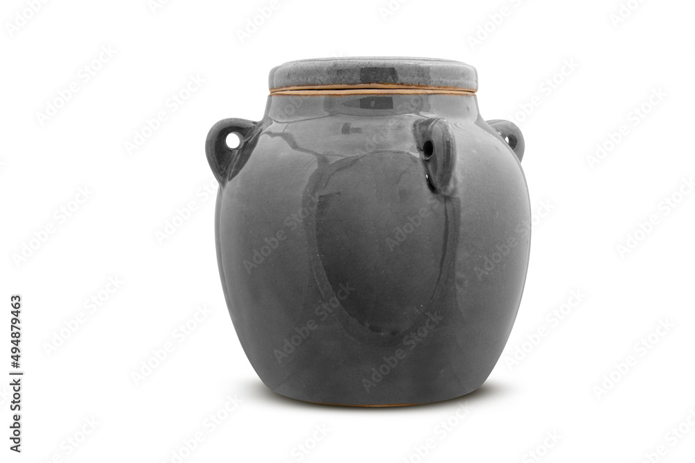 gray clay pot isolated on white background gray clay pot isolated on white background