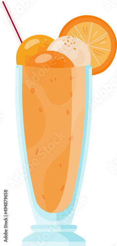 Glass of Cold Milkshake Cartoon Illustration