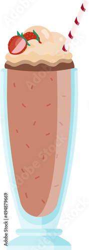Glass of Cold Chocolate Milk Shake Cartoon Illustration