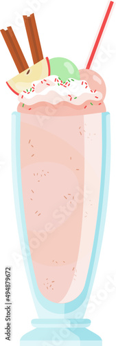 Glass of Yummy Cold Milkshake Cartoon Illustration