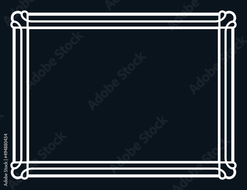 Black vector background with border frame. Rectangular horizontal blackboard with chalk sign, billboard, web banner, card, plaque, signboard, sticker or label