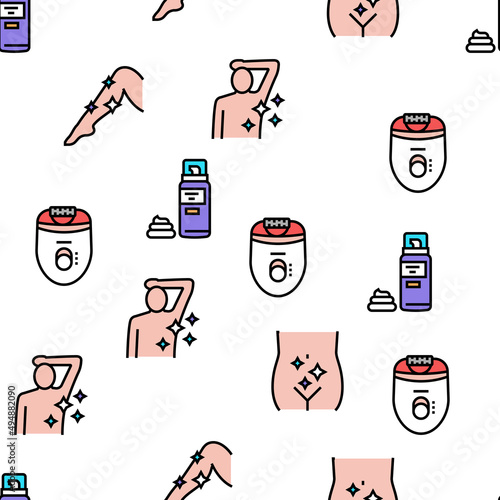 Shave Treat Accessory Vector Seamless Pattern Thin Line Illustration