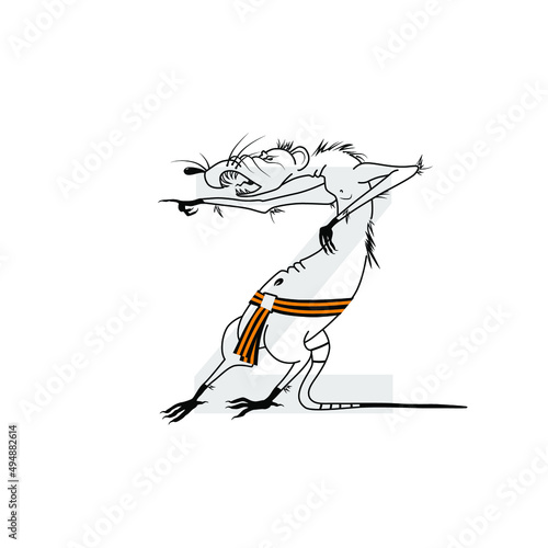 Attack on Ukraine, Aggressive symbolism concept. Z sign as an image of the enemy, caricature