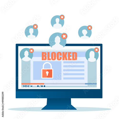 Vector of a desktop with blocked access to a website