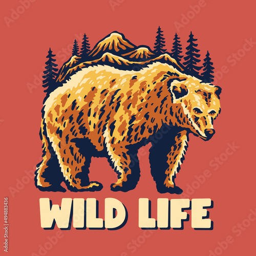 wild life bear illustration