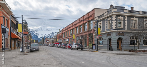 Street view of the main downtown shopping district in Fernie, British Columbia, Canada photo