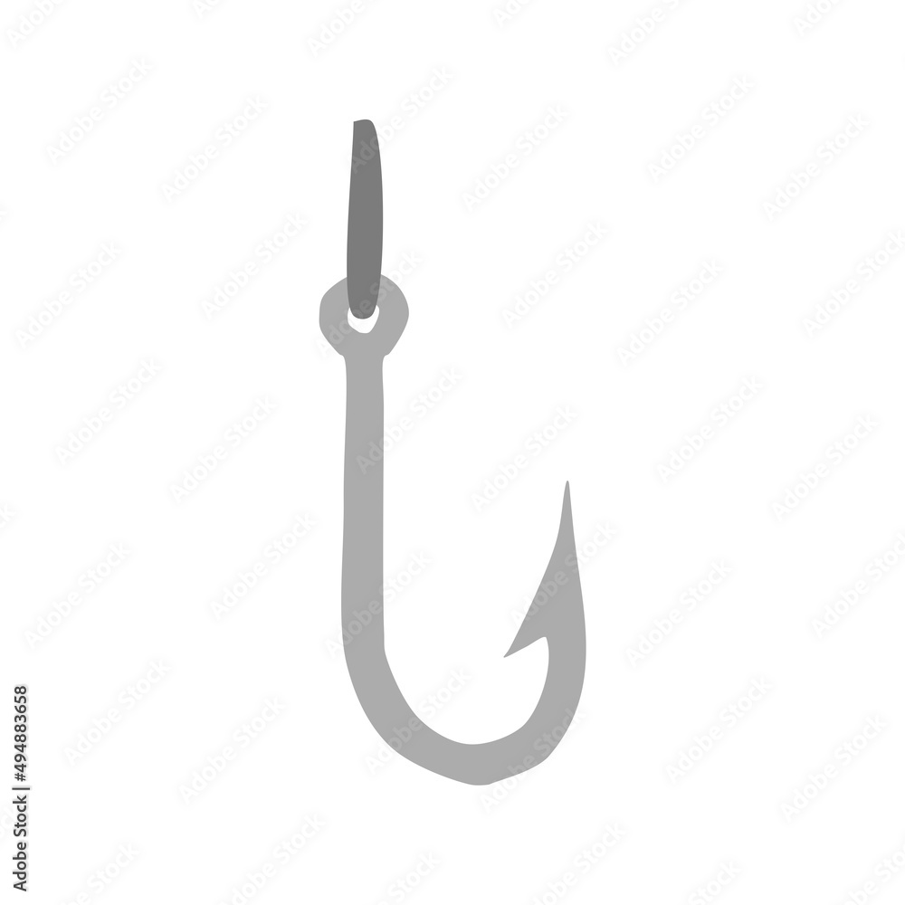 Fish hook hand drawn icon sign Fish hook hand drawn icon sign