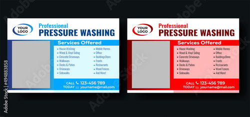 Pressure and Power Washing eddm postcard template, Soft washing postcard, Deck and Sidewalk Cleaning postcard flyer