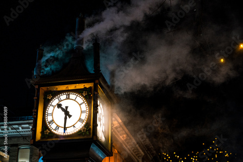 Gastown Steam Clock in London at night photo