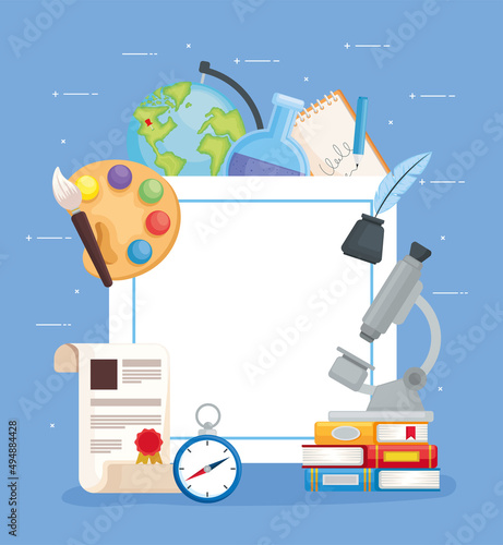 school subjects supplies frame