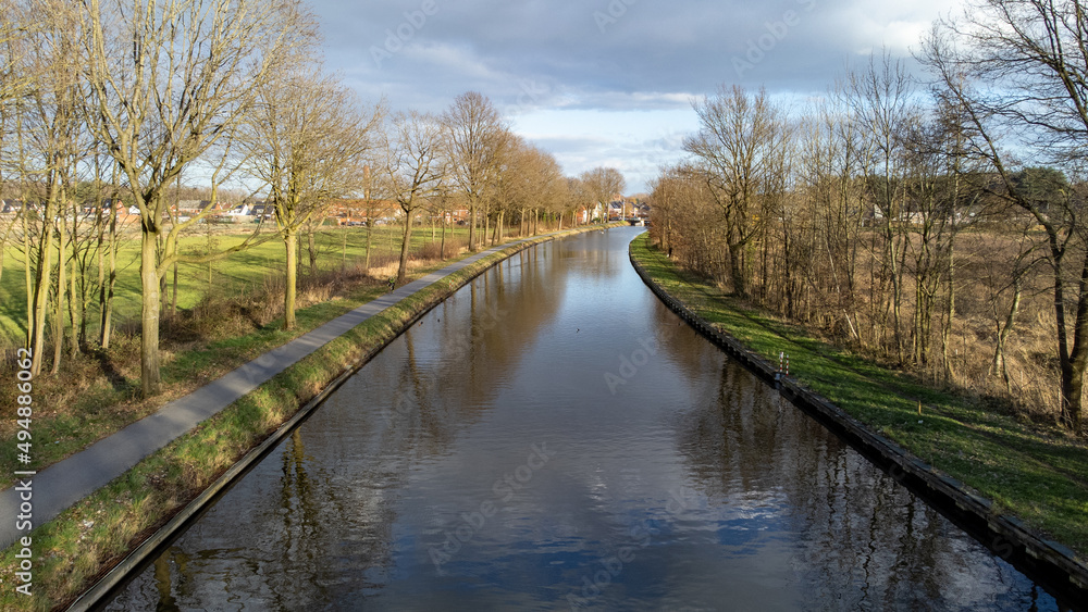 canal Dessel Schoten aerial photo in Rijkevorsel, kempen, Belgium, showing the waterway in the natural green agricultural landscape. High quality photo. High quality photo canal Dessel Schoten aerial photo in Rijkevorsel, kempen, Belgium, showing the waterway in the natural green agricultural landscape. High quality photo. High quality photo