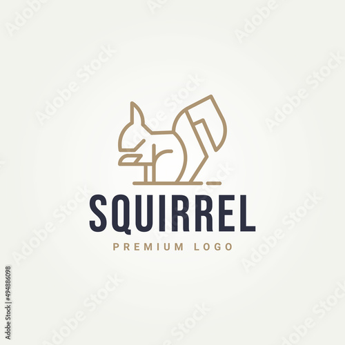 animal squirrel minimalist simple line art logo icon template vector illustration design