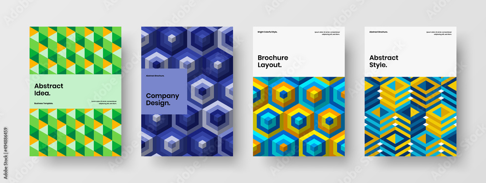 Minimalistic handbill A4 vector design concept set. Vivid geometric shapes postcard layout collection. Minimalistic handbill A4 vector design concept set. Vivid geometric shapes postcard layout collection.