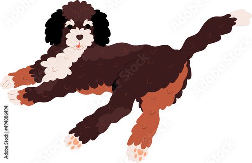 Cute Labradoodle Dog Relaxing Cartoon Illustration