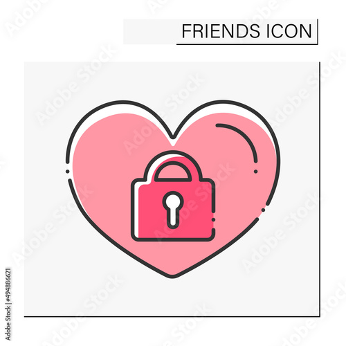 Loyalty color icon. Strong feeling of support or allegiance. Soulmates.Friends line icon. Isolated vector illustration