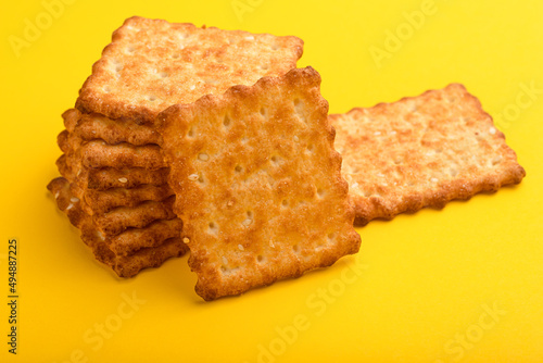 Sesame cracker, cracker, cookie cracker on different backgrounds