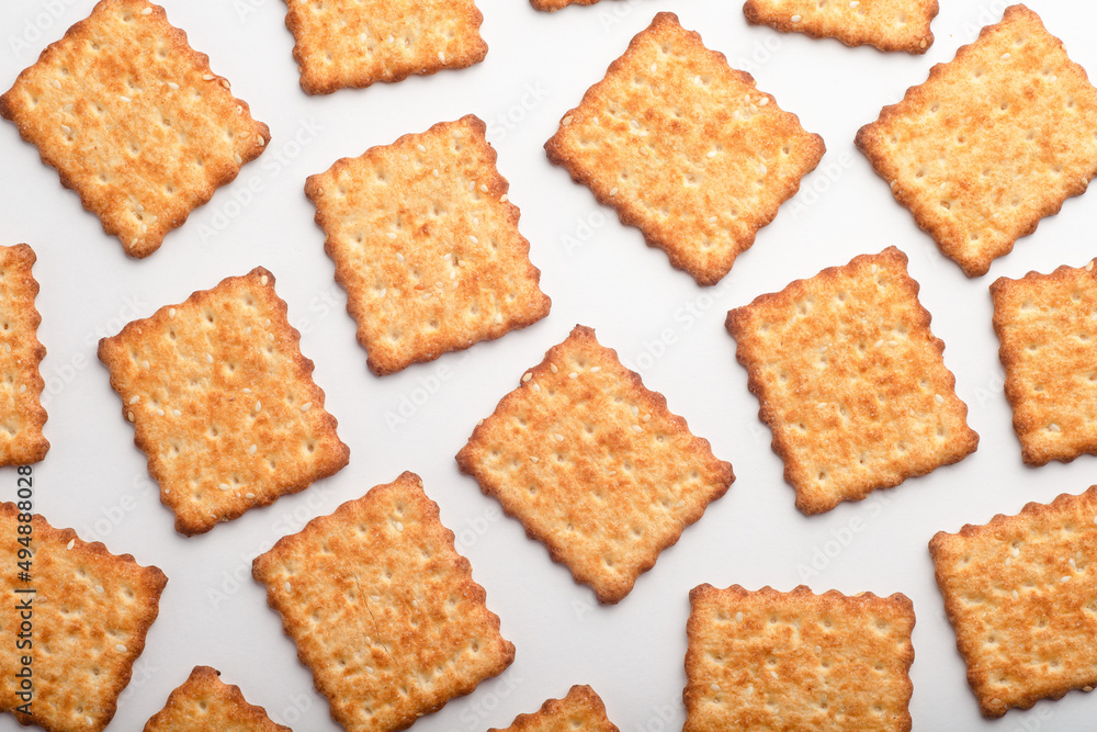 Sesame cracker, cracker, cookie cracker on different backgrounds Sesame cracker, cracker, cookie cracker on different backgrounds
