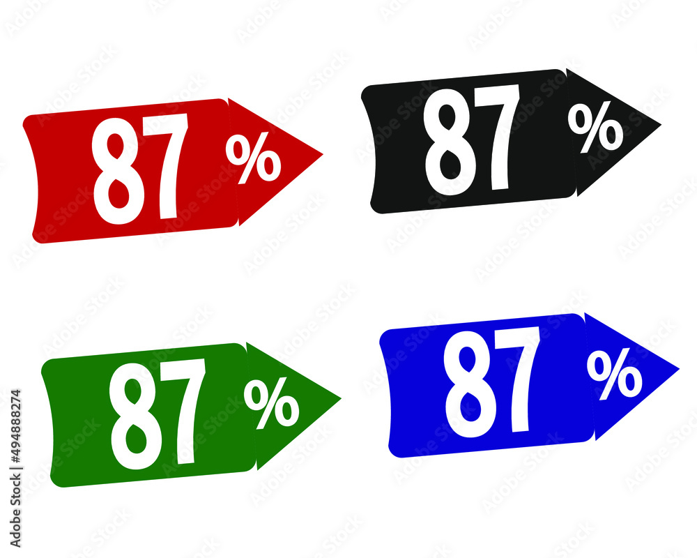 sale 87% off red, black, green and blue banners.
vector illustration sale 87% off red, black, green and blue banners.
vector illustration