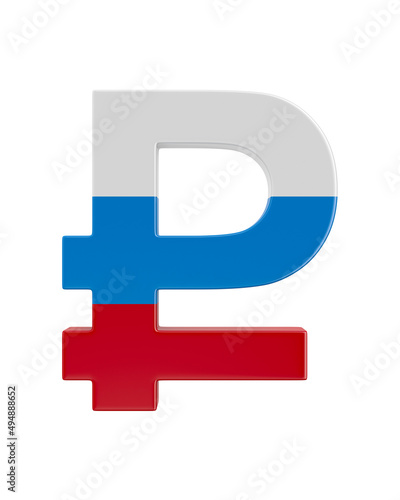 symbol russian ruble on whi...