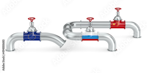 pipeline between Russia and China instead of EC on white background. Isolated...