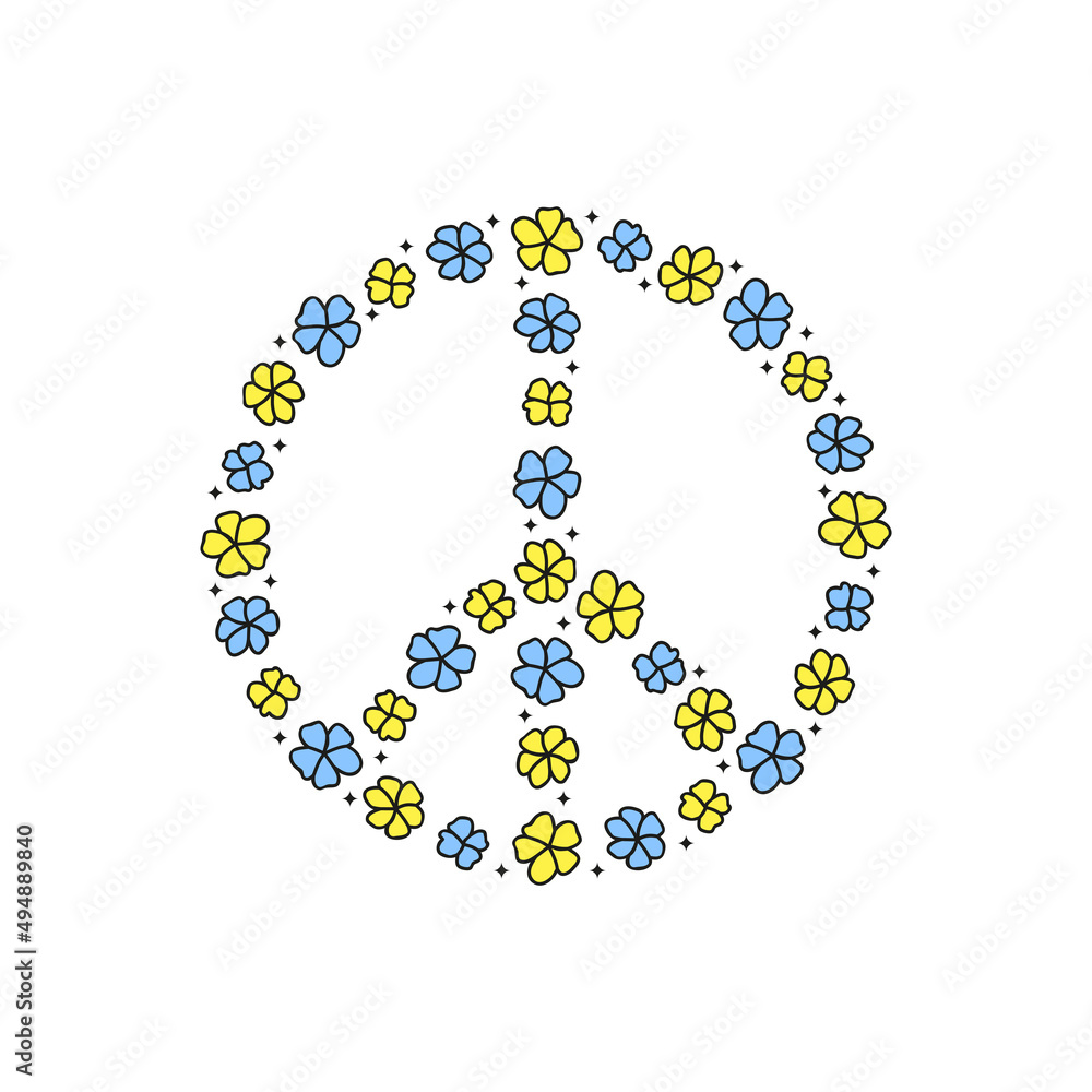 Peace floral sign. Peace floral sign.