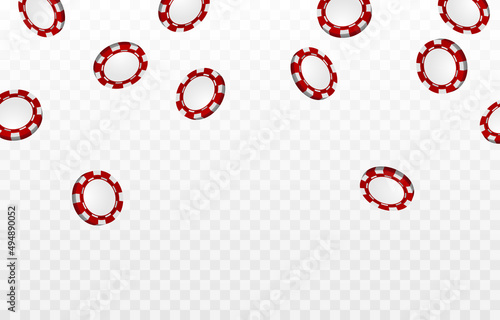 Vector casino chips fall from the sky. PNG chips, casino. PNG red chips. Jackpot, winner, poker.