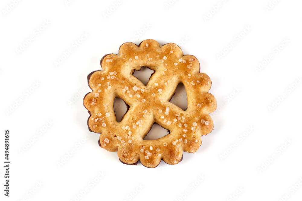 Crispy shortbread cookies, isolated on white background. Crispy shortbread cookies, isolated on white background.