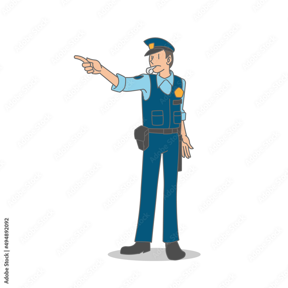 交通違反を注意する警察官