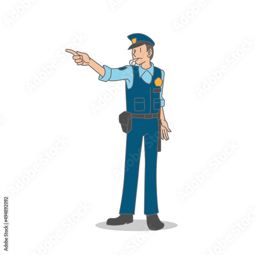 交通違反を注意する警察官