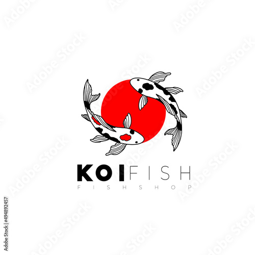 koi fish line art logo	