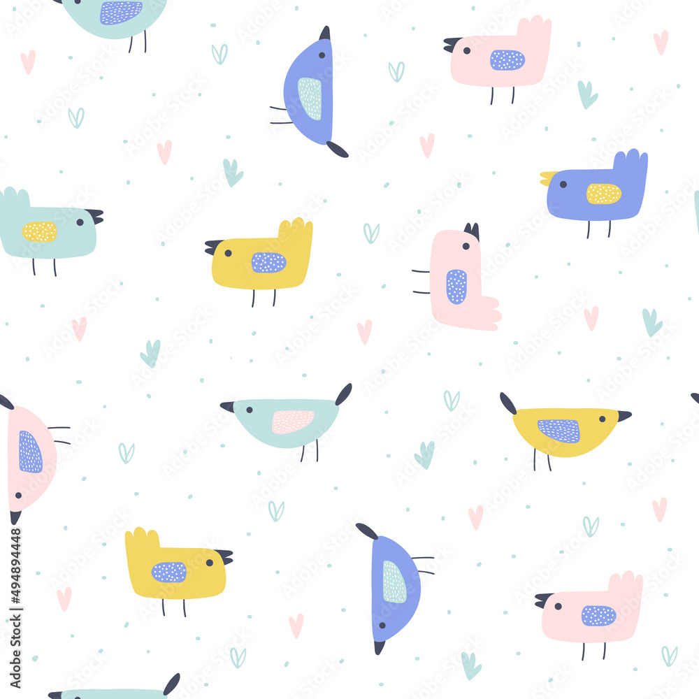 Seamless pattern with cute rabbit. Vector Illustration