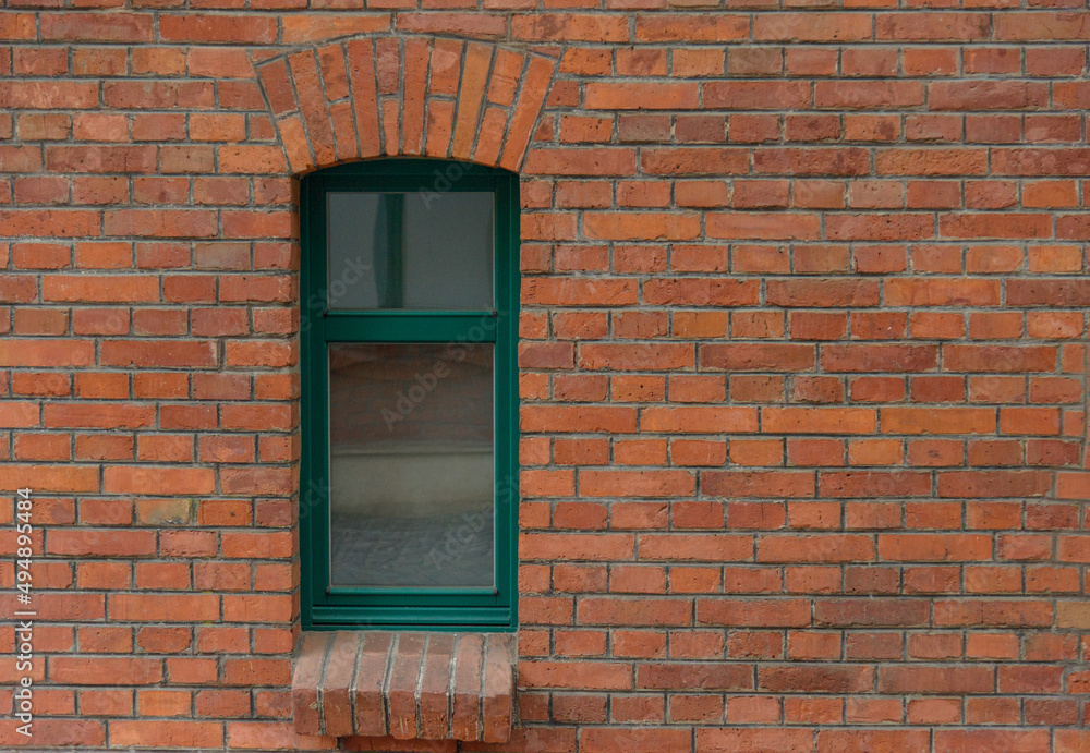 old red brick city blind wall with window old red brick city blind wall with window