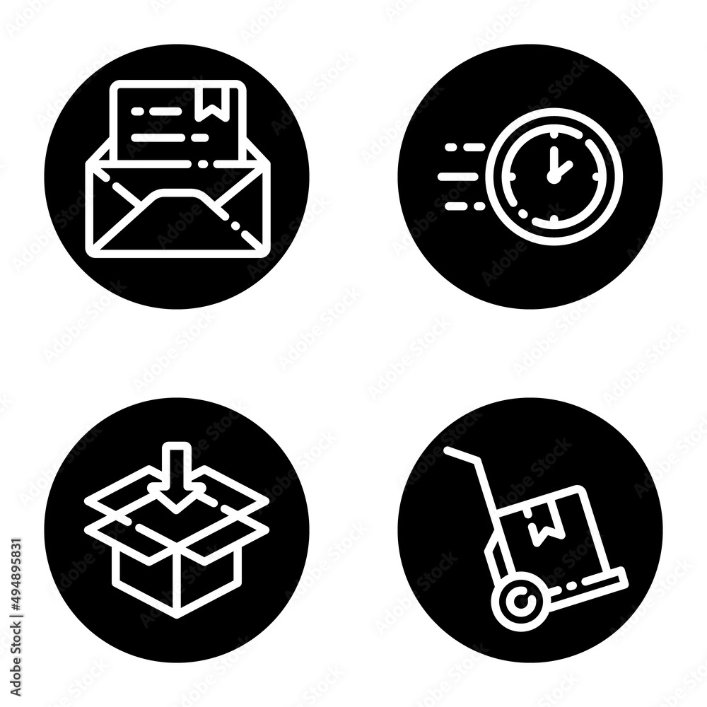 Delivery_glyph Flat Icon Set Isolated On White Background Delivery_glyph Flat Icon Set Isolated On White Background