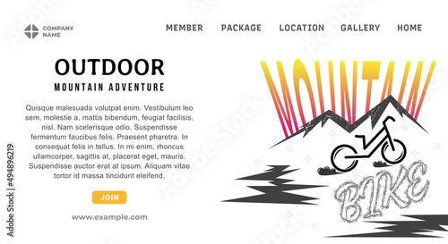 Cycling landing page design in nature, mountains, fresh